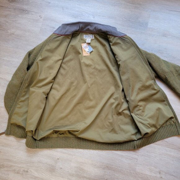 Duluth Trading Men's Windproof Full Zip Sweater Jacket Shetland Wool Green Sz. M - Picture 12 of 13